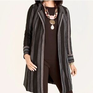 Chico's Striped Shine Duster Jacket size: 2 (12/14)